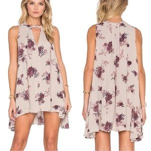 Free People pink purple tunic dress small S pockets V neck